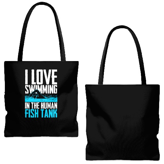 Pool Lover I Love Swimming in The Human Fish Tank Tote Bags (AOP)