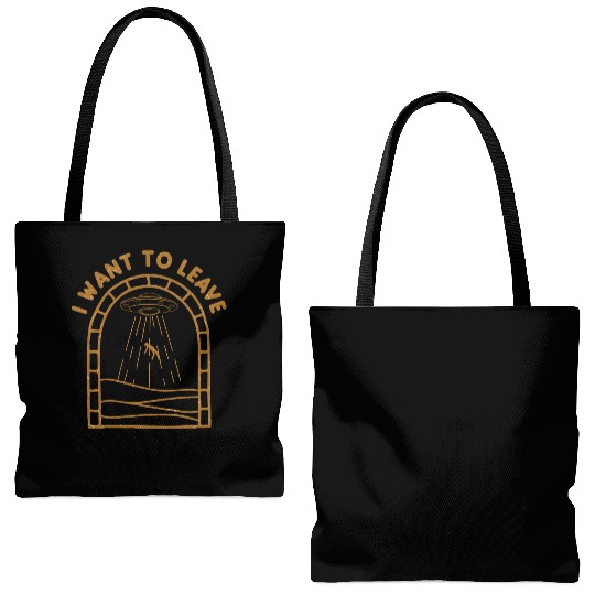 I Want To Leave Alien Lover Ufo S Day Tote Bags (AOP)