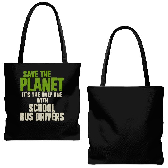 Save The Planet School Bus Driver Tote Bags (AOP)