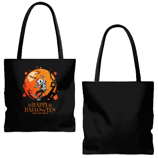 Happy Halloween Jack O Latern Dabbing Ghost Tote Bags (AOP)