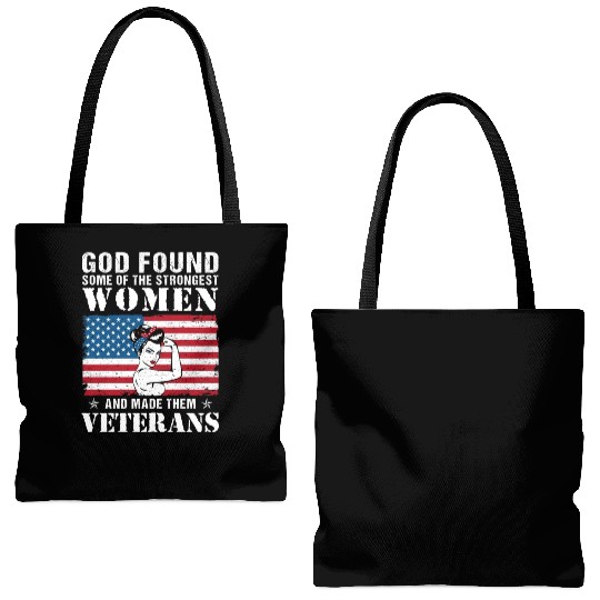 US Army Female Veteran Women Veteran American Flag Tote Bags (AOP)