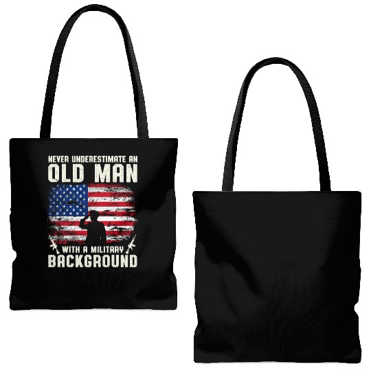 Never Underestimate An Old Man US Army Veteran Tote Bags (AOP)