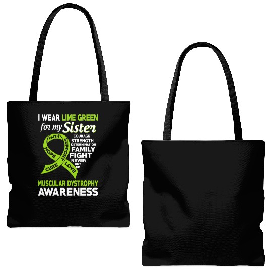 I Wear Lime Green For My Sister Muscular Dystrophy Tote Bags (AOP)