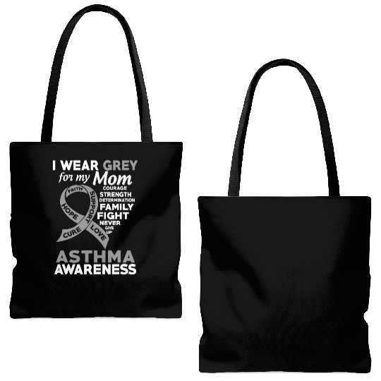 I Wear Grey For My Mom Asthma Awareness Tote Bags (AOP)