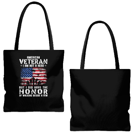 US Army Veteran American Veteran Flag Tote Bags (AOP)