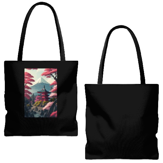 Asia Landscape Serene Mount Fuji Tote Bags (AOP)