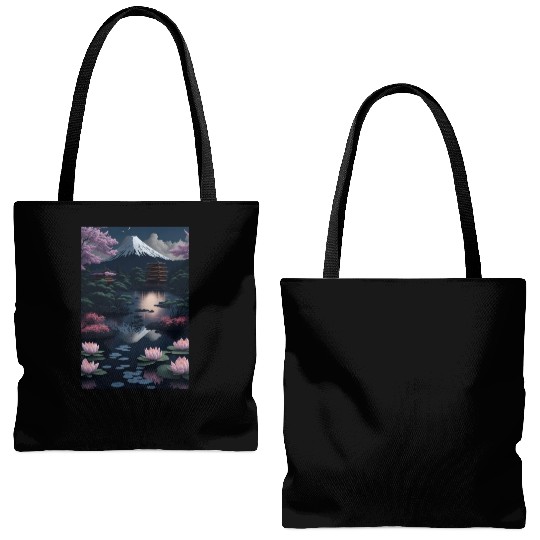 Asia Landscape by night Serene Mount Fuji Tote Bags (AOP)