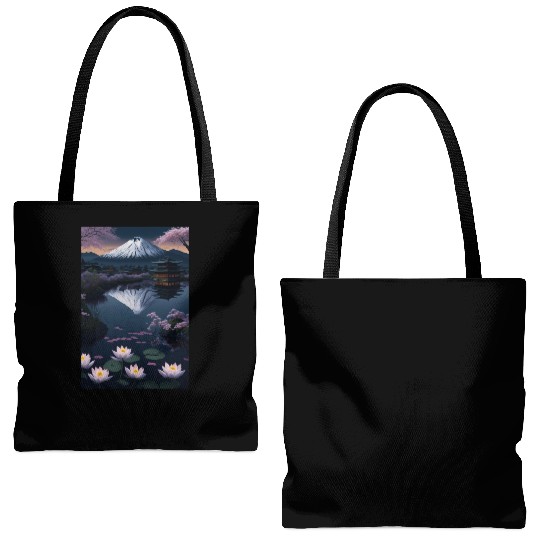 Asia Landscape by night Serene Mount Fuji Tote Bags (AOP)