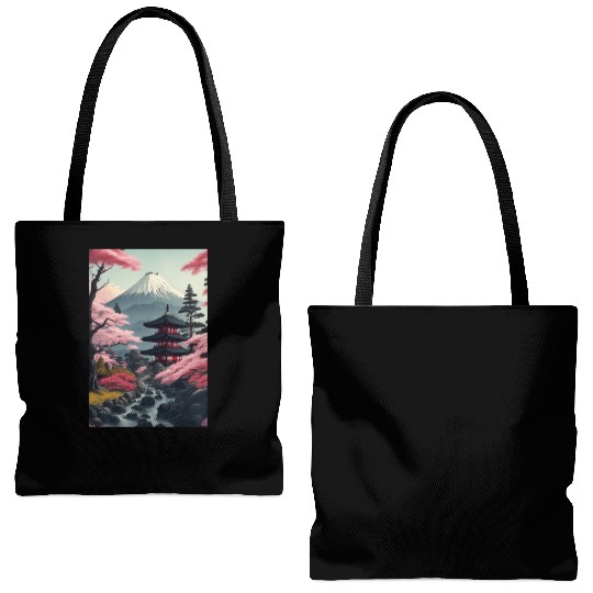 Asia Landscape Serene Mount Fuji Tote Bags (AOP)