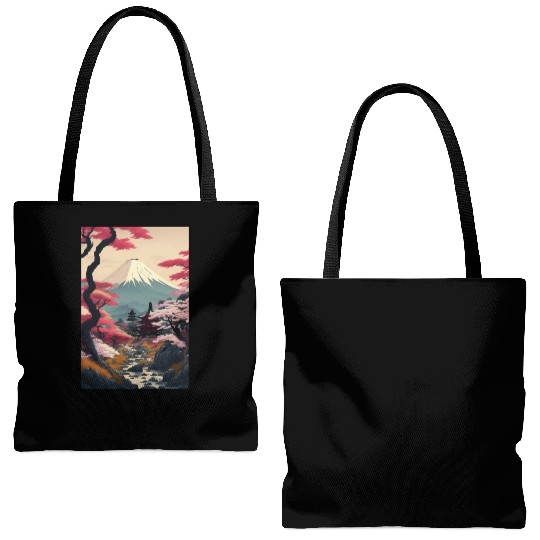 Asia Landscape Serene Mount Fuji Tote Bags (AOP)