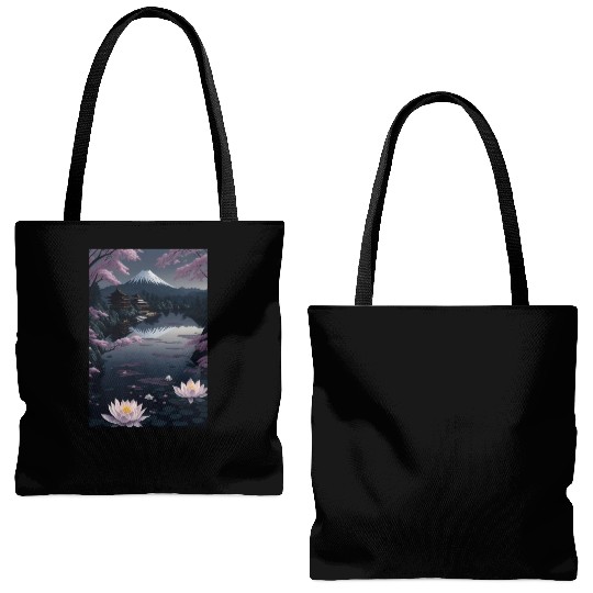 Asia Landscape by night Serene Mount Fuji Tote Bags (AOP)