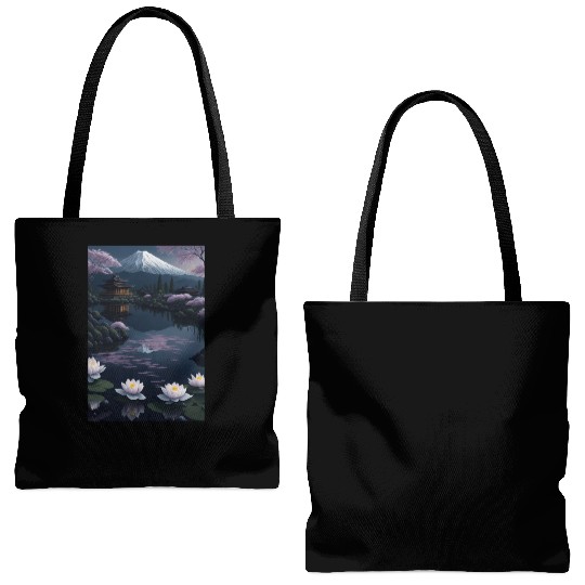 Asia Landscape by night Serene Mount Fuji Tote Bags (AOP)