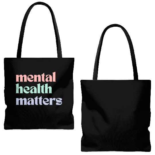 Mental Health Matters | Retro Quote Pastel Rainbow Tote Bags (AOP)