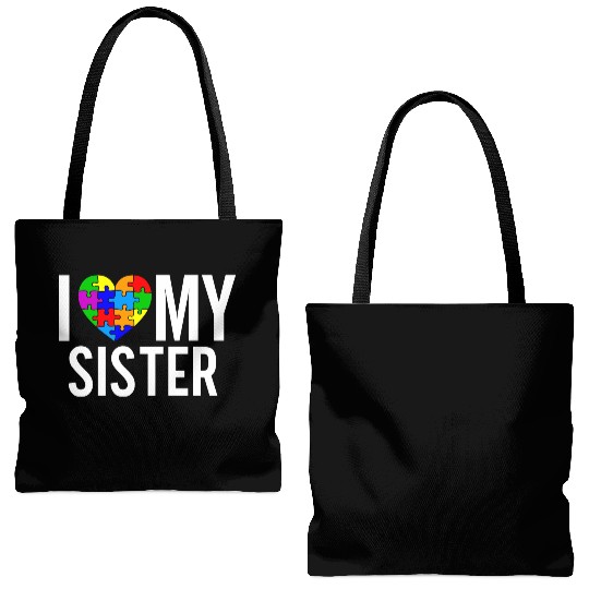 I Love My Sister Tote Bags (AOP)