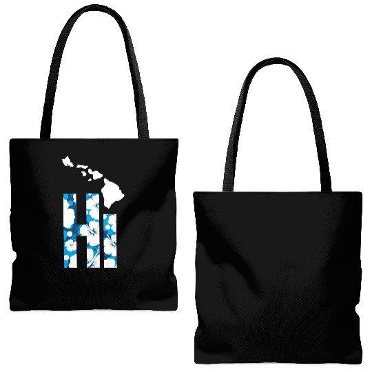 Hawaii Hi Hibiscus Blues Tote Bags (AOP)