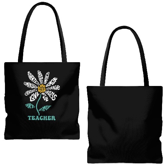 Life-is Good Teacher Humor Courage Openness Tote Bags (AOP)