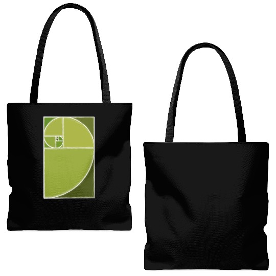 Olive Green Fibonacci Spiral Tote Bags (AOP)