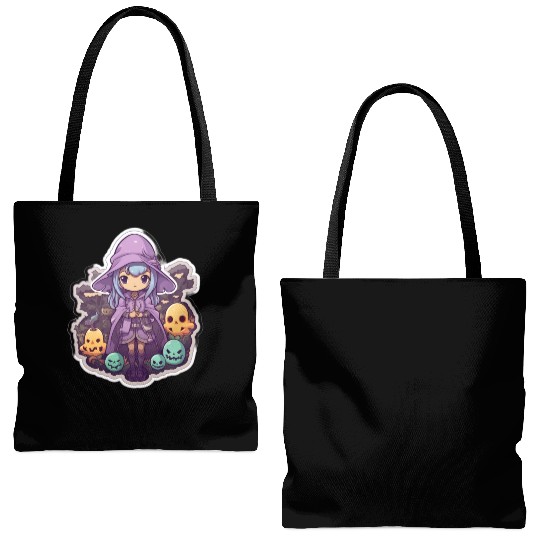 Cute Cartoonish Necromancer Summoning Friends Tote Bags (AOP)