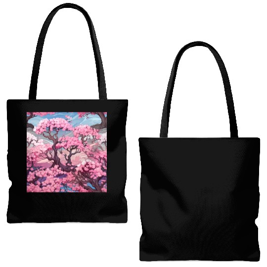 Anime Euphoria: Fantasy Cherry Blossom Dreamscape Tote Bags (AOP)