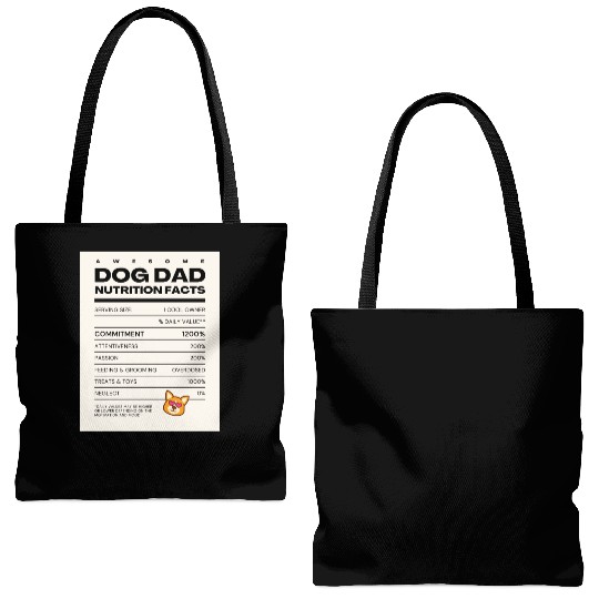 Awesome Dog Dad Nutrition Facts Tote Bags (AOP)