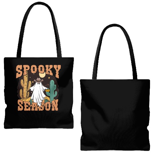 Spooky Season Western Ghost Halloween Tote Bags (AOP)