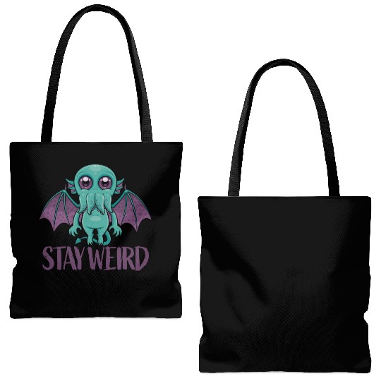 Stay Weird Cute Cthulhu Monster Tote Bags (AOP)