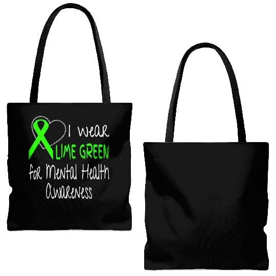 I Wear Lime Green For Mental Health Awareness Tote Bags (AOP)
