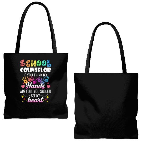 School Counselor Heart Teacher Appreciation Tote Bags (AOP)