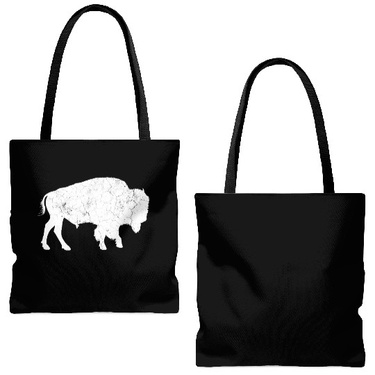 Distressed Buffalo Bison Animal Tote Bags (AOP)