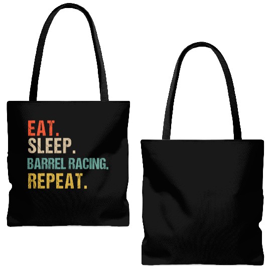 Funny Eat Sleep Barrel Racing Repeat Tote Bags (AOP)