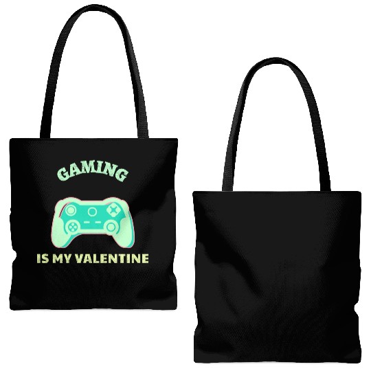 Gaming Is My Valentine Light Green Tote Bags (AOP)