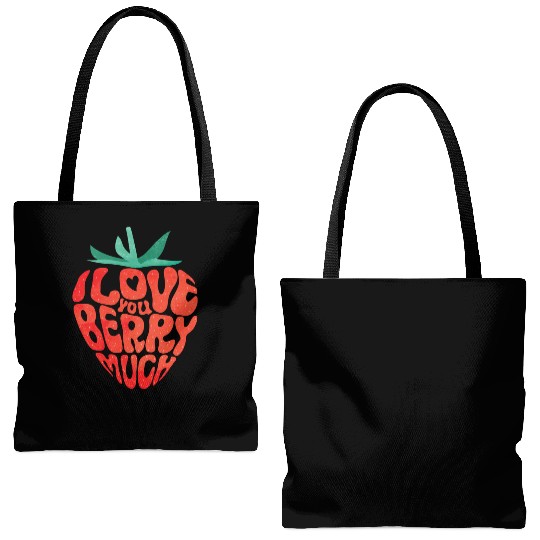 I Love You Berry Much Funny Valentine Strawberry Tote Bags (AOP)