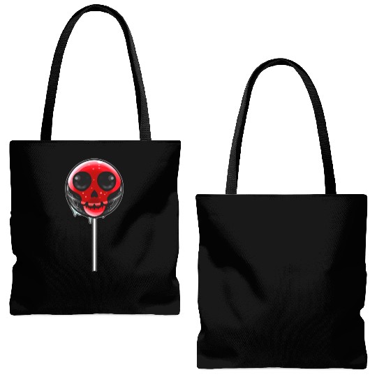Red Skull Lollipop Trick Or Treat Halloween Tote Bags (AOP)