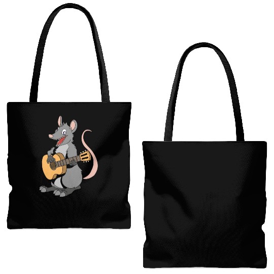 Comic Opossum Playing Guitar Tote Bags (AOP)