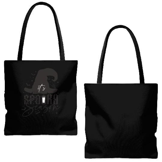 It s Spooky Season Black Tote Bags (AOP)