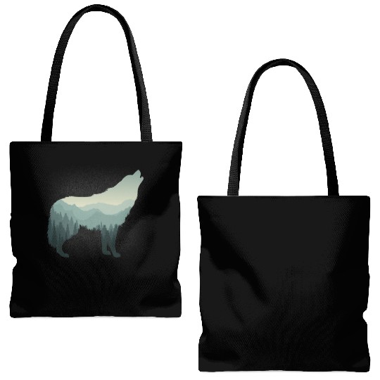 Lone Wolf Survives The Mountain Tote Bags (AOP)
