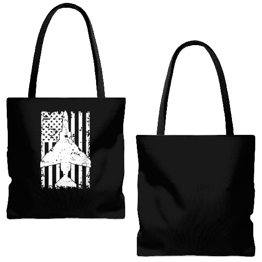 F 4 Phantom II Fighter Jet Patriotic Tote Bags (AOP)