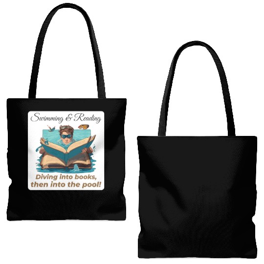 Bookish Splash Swimmer Book Lover Tote Bags (AOP)