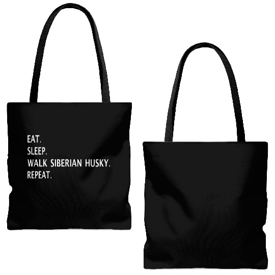 Eat Sleep Walk Siberian Husky Repeat Tote Bags (AOP)