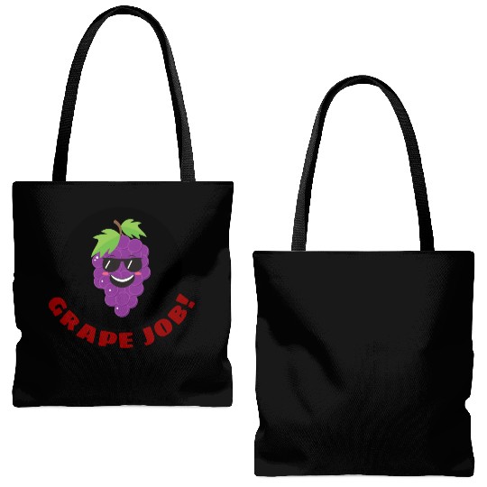 Grape Job Grape Pun Tote Bags (AOP)