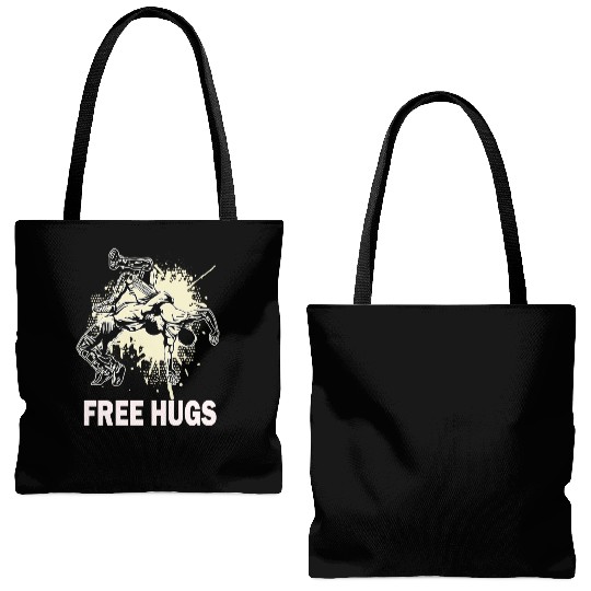 Free Hugs Wrestling Mens Youth Wrestling Lover Tote Bags (AOP)