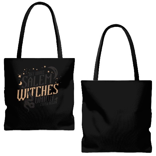 Salem Witches Union Black Tote Bags (AOP)