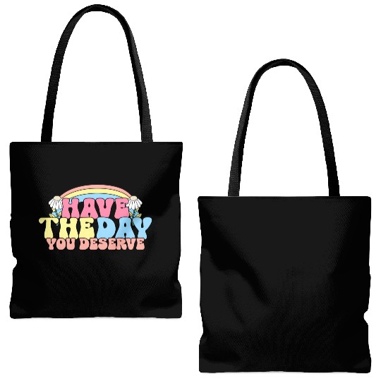 Have The Day You Deserve, daisy flower, retro groo Tote Bags (AOP)