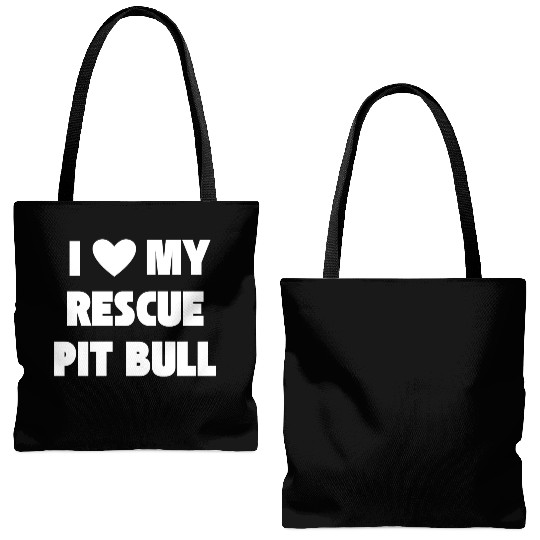 I Love My Rescue Pit Bull | Pitbull Advocacy Tote Bags (AOP)