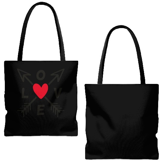 Love With Arrows And Red Heart Tote Bags (AOP)
