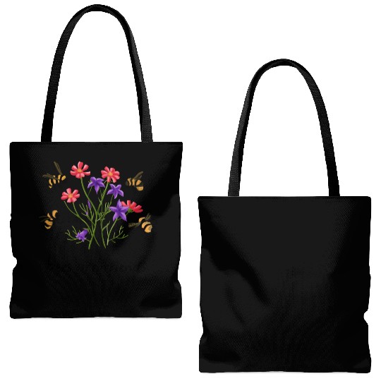 Bees Are Friends Bees And Wildflowers Tote Bags (AOP)
