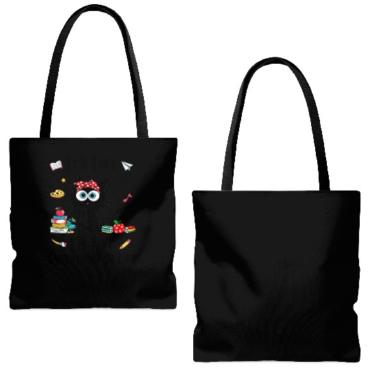 Black Cat It'S Fine I'M Fine Everything Is Fine Tote Bags (AOP)
