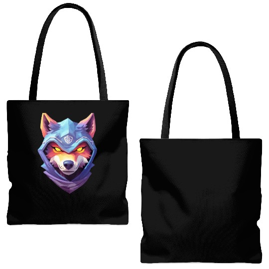 Hooded Alpha Wolf Ninja: Leader of the Night Tote Bags (AOP)
