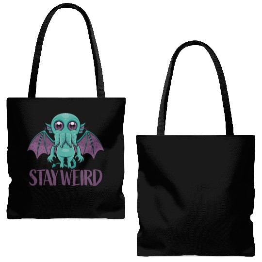 Stay Weird Cute Cthulhu Monster Tote Bags (AOP)