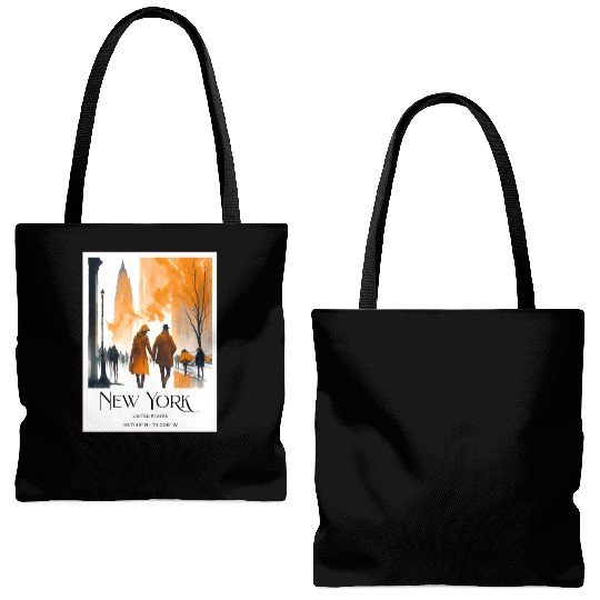 Watercolor painting loving couple in New York City Tote Bags (AOP)